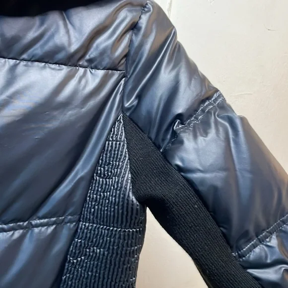 BCBGMaxazria Beautiful Black Puffer Knee Length Coat Removable Fur -XS- #0044 - Picture 8 of 16